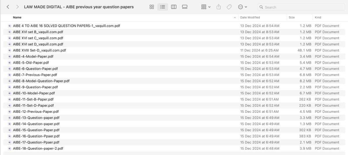📁 Previous Year Papers — AIBE 4 to AIBE 18 Solved